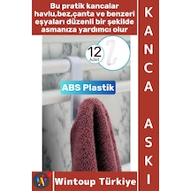 Askı Montajsız Çok Amaçlı Küçük Eşya Havlu Çanta Mutfak Banyo Abs Sert Plastik Kanca Askı 12 Adet