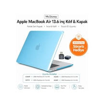 Macbook Air 13.6 İnç M2 M3 M4 M5 Uyumlu Sert Kılıf Ultra Şeffaf Hard Case A2681 A3113 A3240 A3449 Tam Uyum İnce Hafif Koruma Açık Mavi Belirtilmemiş