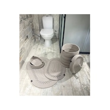 Hasır Jüt 5 Parça Banyo Seti Gri gri