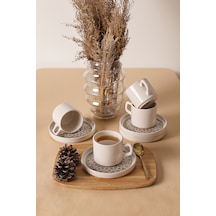 Keramika Timeless Brown Stackable Çay Takımı 8 Parça 4 Kişilik 21973 Krem