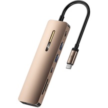 Cbtx Toockı Tq-hub01a7 7'si 1 Arada Usb-c Hub Adaptörü Type-c - Hd 4k Usb3.0 Pd 100w Sd / Tf Kart Okuyucu Dönüştürücü - Altın