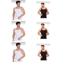 Berrak Erkek Yazlık İnce Askılı Fitilli Kaşkorse Atlet Pamuklu 6'lı Paket 001