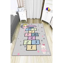 Çok Renkli Kaymaz Tabanlı Seksekli Çocuk Halısı Ar756n11