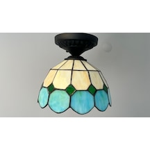 Yüceeller Tavan Vitray Avize 25cm 10" Yeşil Su Yeşili