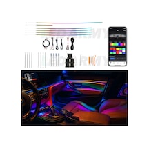 Araç İçi Ambiyans Led Seti Rgb 64 Renk Bluetooth Destekli Müzik Duyarlı Evrensel İç Ortam Aydınlatma Komple Set 1 Adet