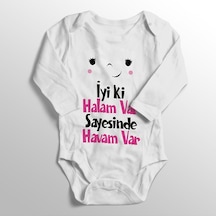 İmaj Tuğbababy Iyiki Halam Var Sayesinde Havam Var Baskılı Bebek Zıbını Beyaz