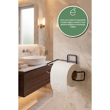 Yapışkanlı Tuvalet Kağıtlığı Minimal Mat Siyah Metal Kağıtlık Delmeden Montaj Banyo Askı