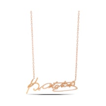 Atatürk İmzalı 925 Ayar Kadın Gümüş Kolye Rose Gold