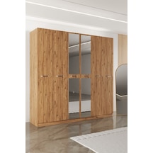 Aeka Ae-2191 Hisar Aynalı 6 Kapaklı Çok Bölmeli Askılı Ve Raflı Geniş Hacimli Gardırop 210x210 Cm Atlantik Çam - Atlantik Çam