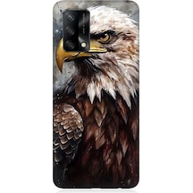 Oppo A74 Uyumlu Silikon Kılıf Asil Beyaz Başlı Siyah Kartal