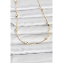 Cm 14k Gold Renk Topçuklu Burgu Zincir Model 60 Cm Kadın Kolye - Çok Renkli