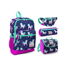 Coral High Mor Unicorn Kız Çocuk 4'lü İlkokul Çanta Seti