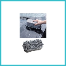 Bezos Çift Taraflı Mikrofiber Şönil Tüylü Araba Oto Yıkama Kurulama Temizlik Süngeri 23x12x6cm Gri Dfnbez