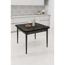 Renlife 70x70 Küçük Yemek Masası Metal Ayaklı Kompakt Mutfak Masası 2 Kişilik Minimal Masa Aris Gri Aris Siyah