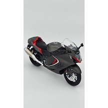 Suzuki Hayabusa 1:12 Diecast Motosiklet - Gri Red Detaylı Koleksiyon