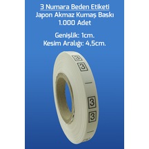 3 Numara Beden Etiketi / Tırnak Etiketi 1 Rulo X 1000 Adet