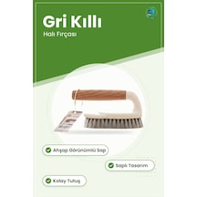Halı Temizleme Fırçası Gri Kıllı Ahşap Saplı Ev Temizlik Gereci K