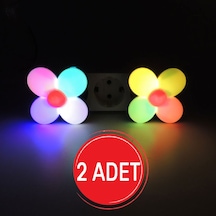 Papatya Led Gece Lambası 0,5W Işıklı Fişli Fotosel Sensörlü 2 Ade Çok Renkli