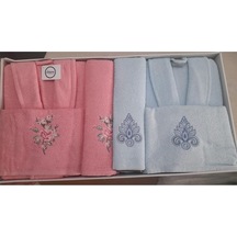 Ardora Bukle Aile Bornoz Takımı Narçiçeği Mavi Çok Renkli