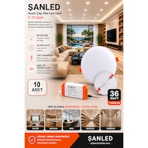 36w Ayarlı Çap Tasarruflu Led Yuvarlak Beyaz Işık Sıva Altı Slim Spot Aydınlatma Armatürü-10 Adet