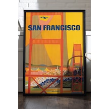 San Francisco Siyah Ahşap Çerçeveli Poster, Dekoratif Seyahat Duvar Tablosu