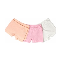İncili 6'lı Set Kız Çocuk Boxer Raporlu Ribana 2 Ekru - 2 Pembe - 2 Şeftali Rengi Çok Renkli