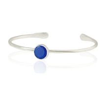 Kadir Jewellery Zirkon Taşlı Ayarlanabilir 925 Ayar Gümüş Kaplama Bilezik Parlement Mavisi