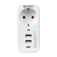 S-link SL-011 750 Joule 2 Usb +1 Type C Isıya Duyarlı Akım Korumalı Priz