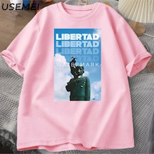 Flood Of Style Libertad Venezuela T-shirt Erkek Kadın Büyük Boy Kısa Kollu Pamuklu T Unisex O Boyun B Pembe