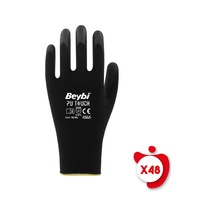 Beybi PU Touch Siyah Poliüretan Kaplı Polyester Örme Nitril İş Eldiveni 10 Beden 48 Çift