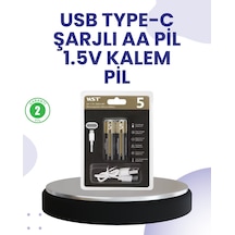 Type-c Usb İle Hızlı Şarj Edilebilir Aa Kalem Pil 1.5v Lityum Çiftli Paket Mh-hs0544-5257