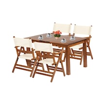 Marmaris Ahşap Bahçe Balkon Seti: 80x120 Sabit Masa + 4 Sandalye
