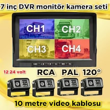 12 - 24 V 4 Adet Metal Kasa Ledli Kamera Ve 7 İnç Dvr Ekran