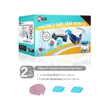 2'li Vakumlu Hurç Seti - 3 1 Ad. En Büyük Boy 1 Ad. Orta Boy Elbise, Yastık, Çift Kişilik Yorgan Şeffaf