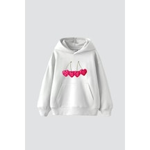 Startmore Cherry N. Baskılı Oversize Unisex Premium Beyaz Beyaz