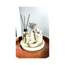 Dekoratif Konik Vazo Sarılan Sevgili Tealight Mumluk Fresh Soft Oda Kokusu Seti