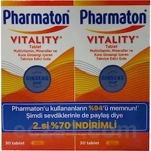 Pharmaton Vitality 30 Tablet Avantajlı 2'li Paket - 2.si %70 İndirimli