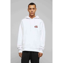 Araba Minibüs Kırmızı T2 Baskılı Beyaz Erkek Kapşonlu Sweatshirt