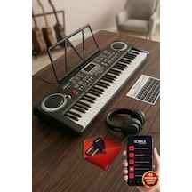 Midex PS-1500BK-H Başlangıç İçin 61 Tuşlu Org Kulaklık Mikrofon ve Notalık