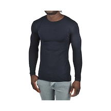 Deepsea Erkek Lacivert Uzun Kollu Dar Kalıp Ince Sıfır Yaka Sweatshirt 2300423 False Lacivert