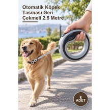 5 Adet Otomatik Köpek Tasması Geri Çekmeli 2.5 Metre Metal