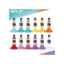 Pastel 12'li Dövme Boyası Seti - World Famous Ink Dövme Boyası - 1oz/30ml