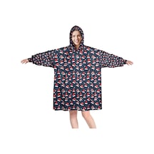 Noel Temalı Unisex Giyilebilir Battaniye Hoodie, Kalın Peluş, Kollar Ve Büyük Cep-a27 Bej