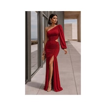 Store Tek Elbise Omuz Drapeli Abiye Füme - 935902051 Füme
