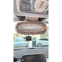 Peluş Dikiz Ayna Kılıfı Süs Gri