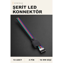 Onerous 10 Adet 4 Pin Dişi Şerit Led Konnektörü 10 Mm Siyah