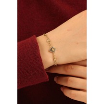 Çgk Çiğdem Gürel Kuyumculuk Yıldız Model Ataç Zincir Altın Bileklik Çok Renkli