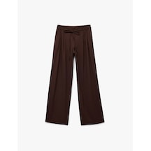 Koton Beli Bağcıklı Cepli Geniş Paça Palazzo Pantolon Kahverengi 6wak40165pw Kahve