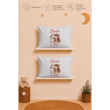 İsimli Kız Bebek 2'li Yastık Kılıfı 35x45 Cm %100 Pamuk Organik Baskılı İsme Özel Bebek Hediyesi 1105y2