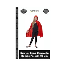 Kırmızı Renk Kapşonlu Kumaş Pelerin 90 Cm Dış Giyim Festival Ürünü Modern Tasarım +3